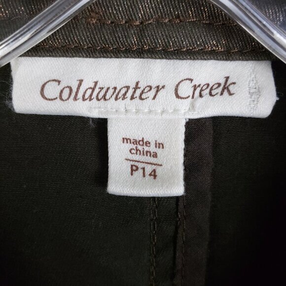 Coldwater Creek Metallic Bronze Jacket Blazer Snap Button Closure size 14P - Picture 4 of 16